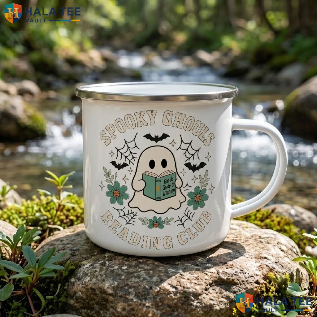 Spooky Ghouls Halloween Ceramic Mug Funny Book Lover Reading Coffee Accent Mug