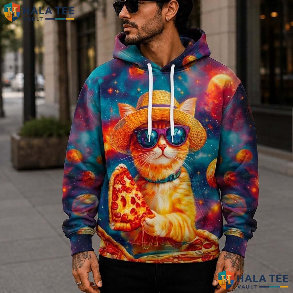 Straw Hat Cat Galaxy Hoodie Kids Novelty 3D Printed Pullover Apparel 3D Printed Hoodie