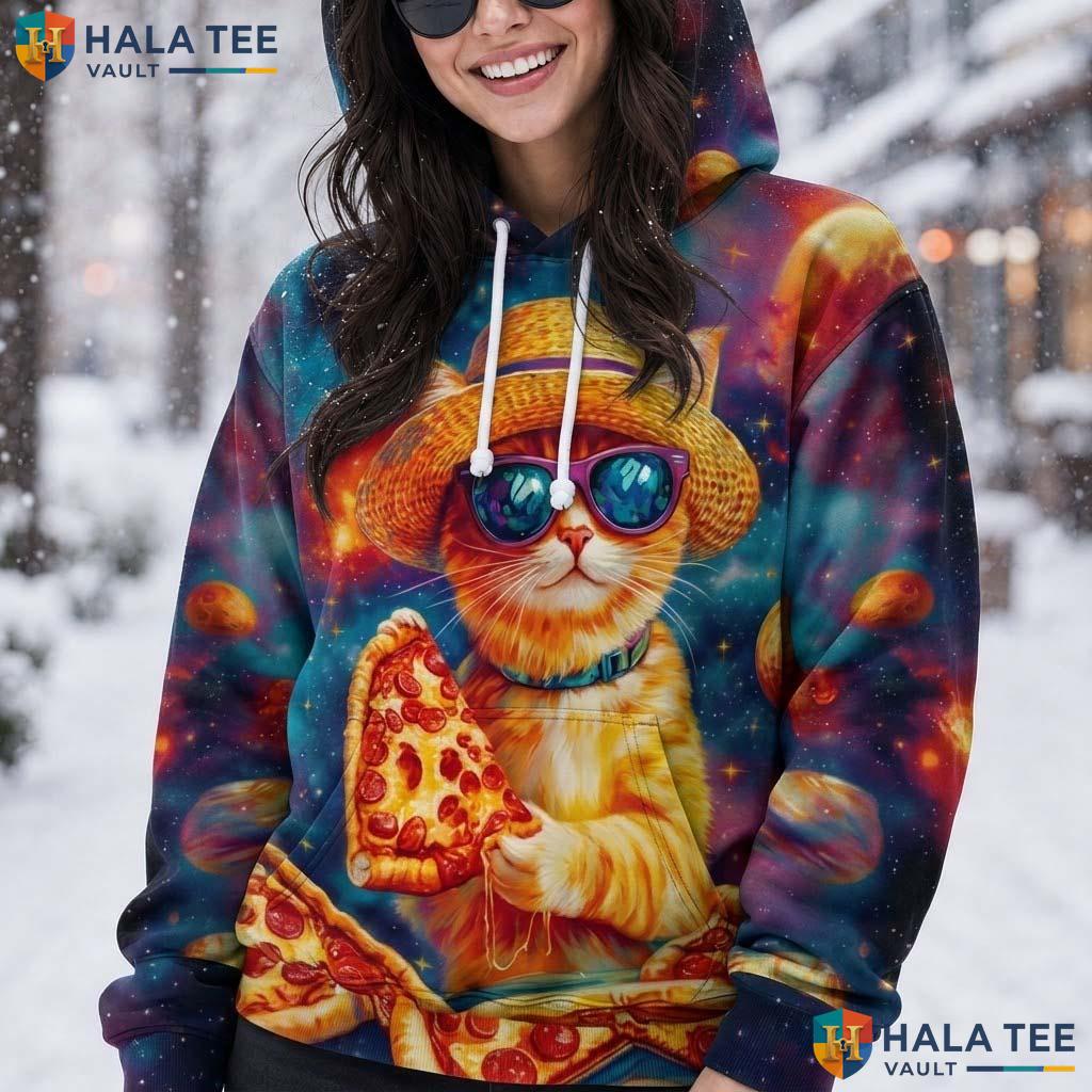 Straw Hat Cat Galaxy Hoodie Kids Novelty 3D Printed Pullover Apparel AOP Hoodie