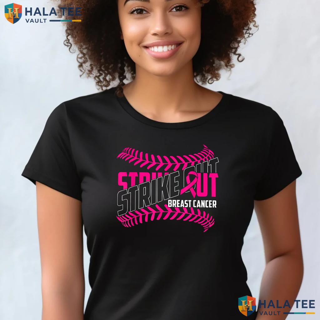 Strike Out Baseball Pink Shirt Breast Cancer Awareness Ribbon Top