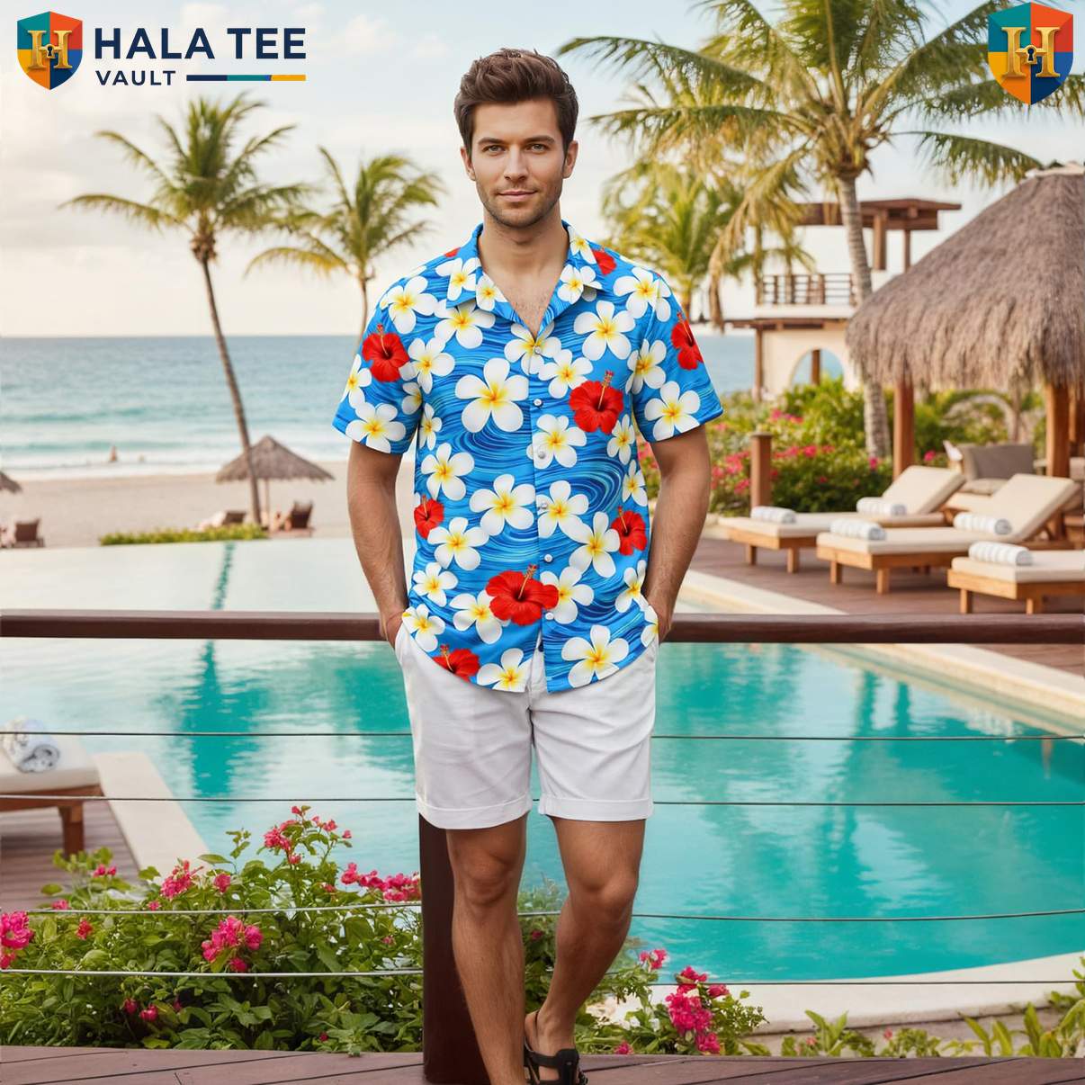 Sunset Floral Palm Tropical Shirt Mens Lightweight Cruise Apparel Resort Top