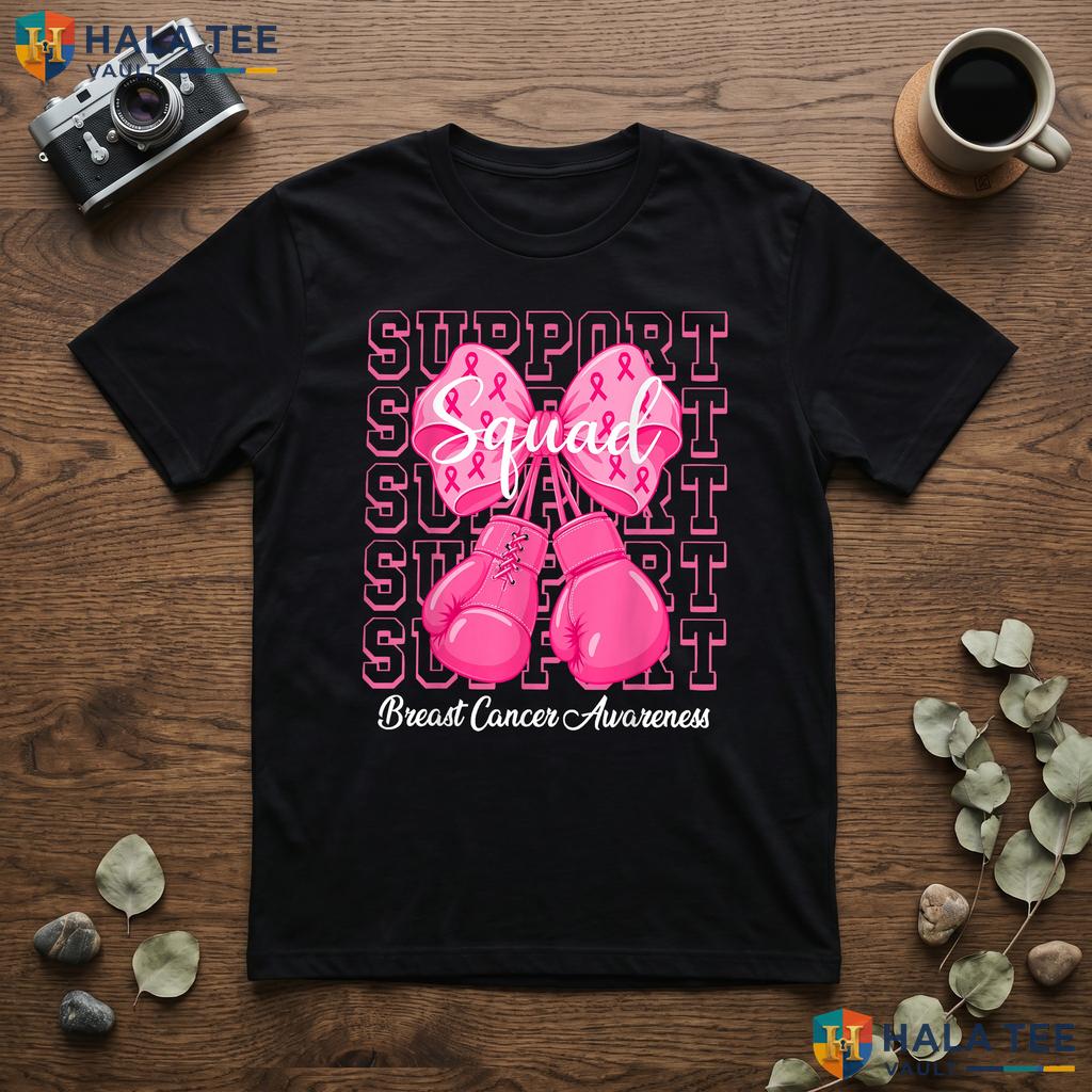 Support Squad Team Pink TShirt Breast Cancer Awareness Ribbon Outfit Adult