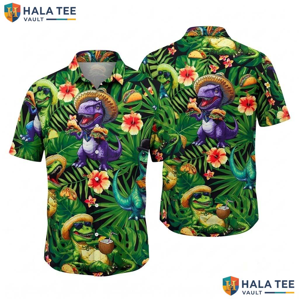 Taco Graphic Mens Hawaiian Shirt Short Sleeve Casual Beach Vacation Top