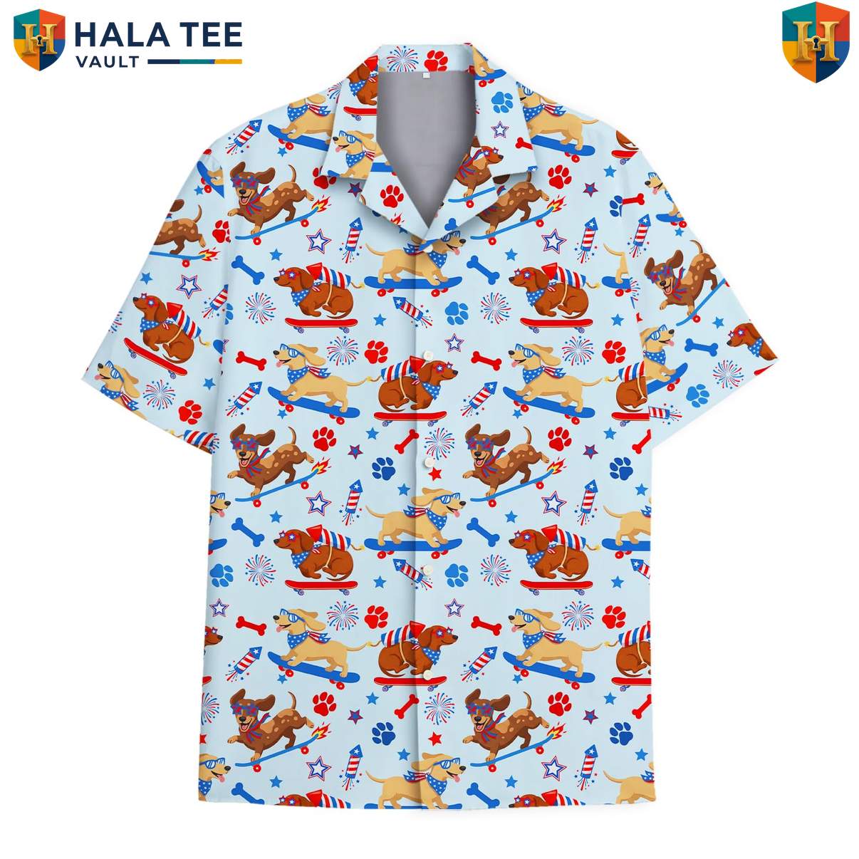 Tropical Dachshund Dog Aloha Shirt Mens Wiener Dog Luau Party Vacation Top