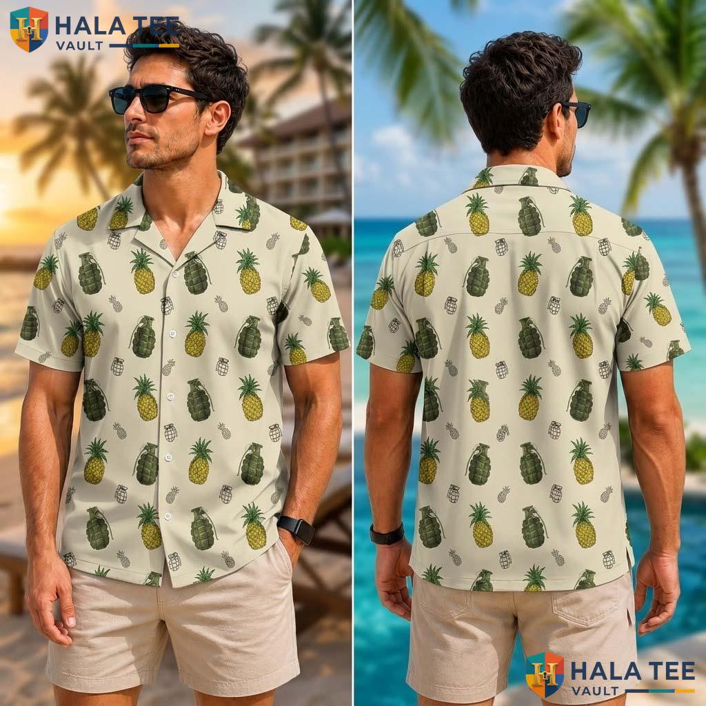 Tropical Pineapple Tropical Shirt Casual Short Sleeve Button Up Top For Men