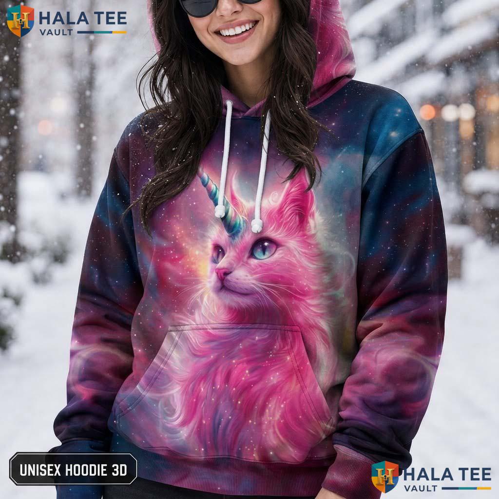 Unicorn Cat Galaxy Hoodie Kids Novelty 3D Printed Pullover Girl Boy AOP Hoodie