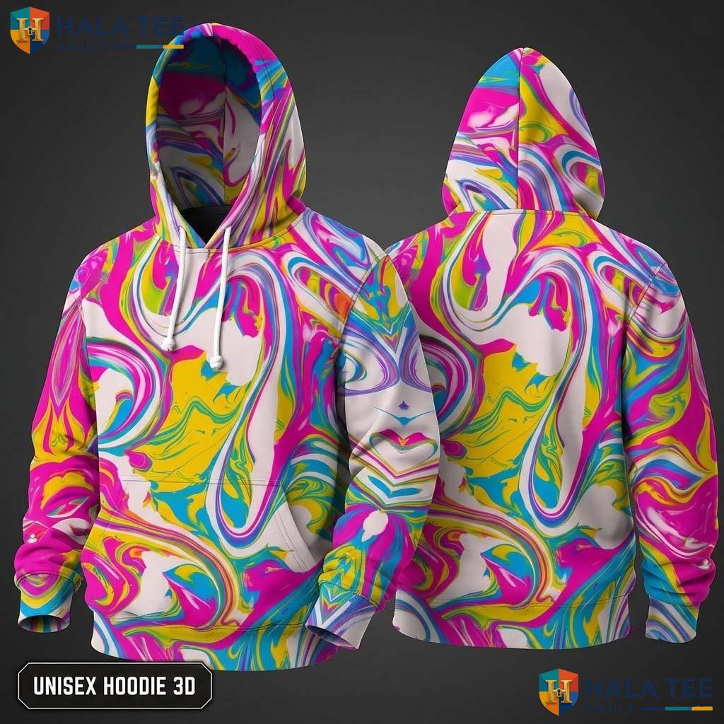 Vibrant Tie Dye 3D Hoodie Colorful Artistic Graphic Casual Streetwear