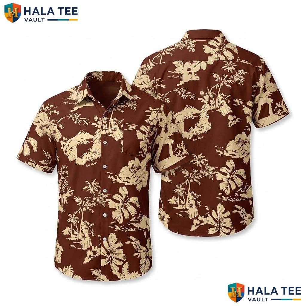 Vintage Red Palm Aloha Shirt Mens Tropical Casual Summer Beachwear Top