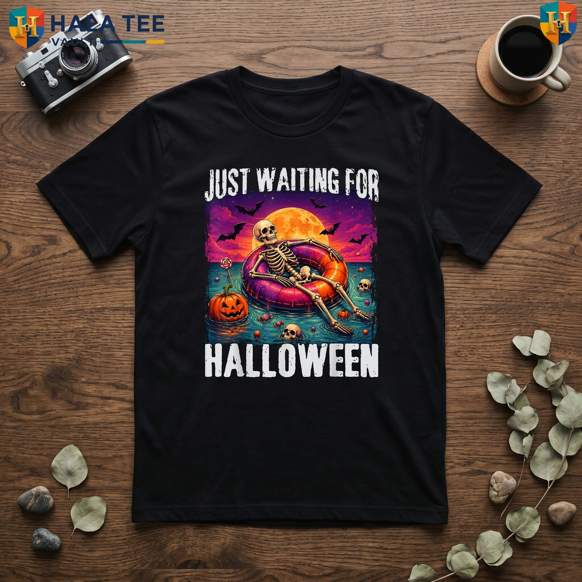 Waiting For Halloween Skeleton Tee Just Summer Spooky Season Graphic Top