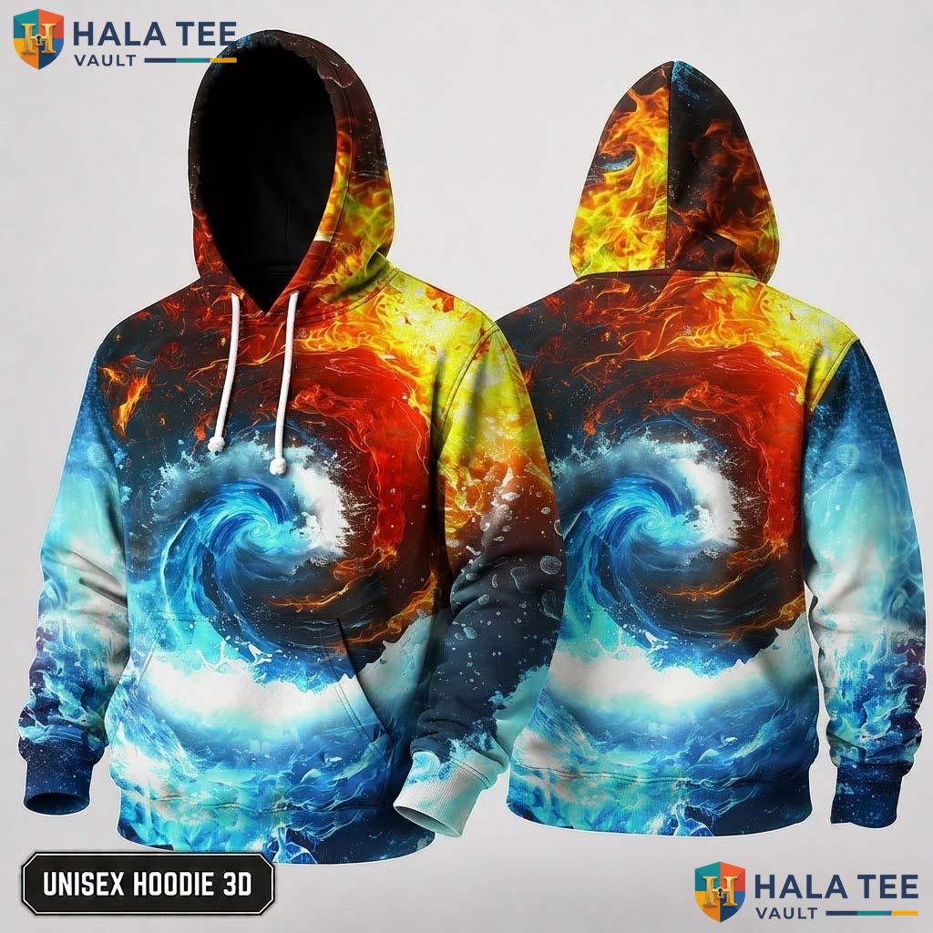 Water Fire Vortex 3D Hoodie Warm Thick Sweatshirt Boys Girls Pullover