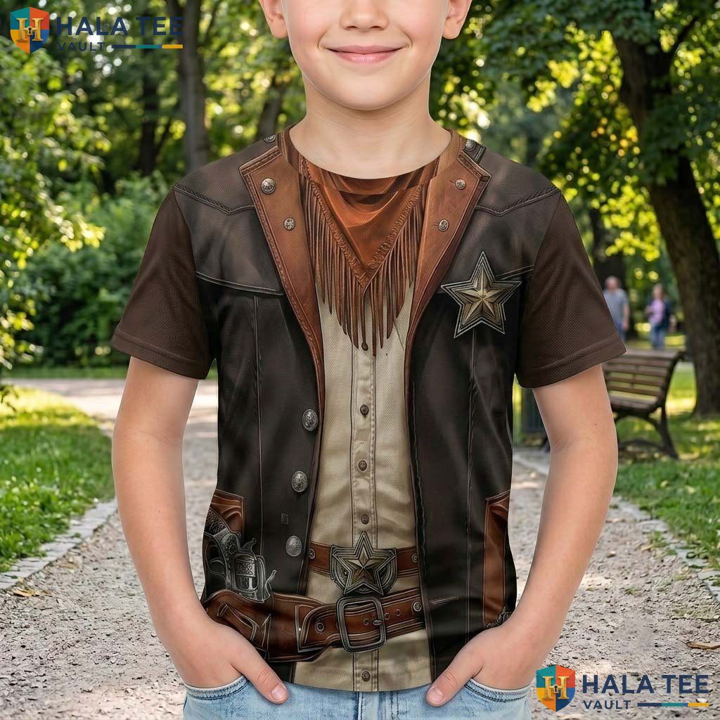 Western Cowboy Costume AOP T-Shirt Mens Funny Halloween Cosplay Party Apparel