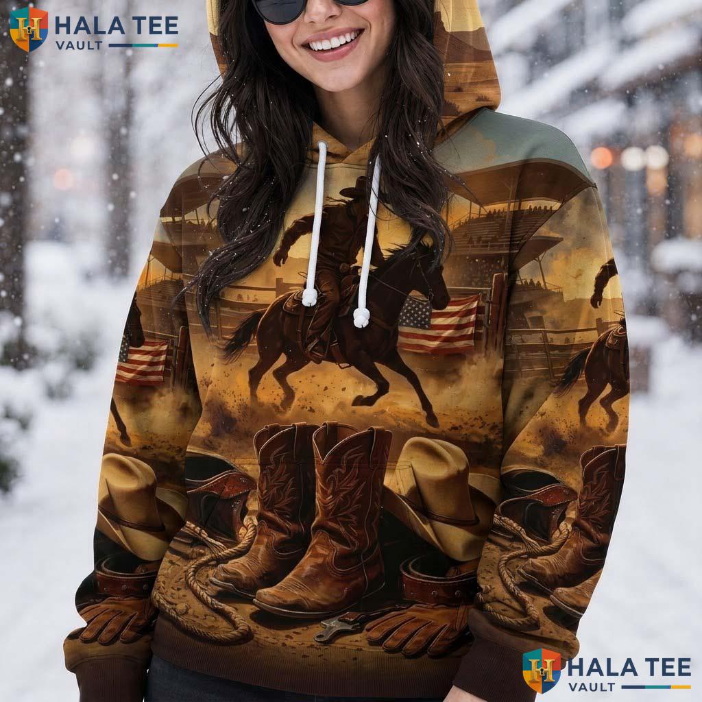 Western Cowboy Horses Thanksgiving 3D Printed Hoodie Rustic Country Boots