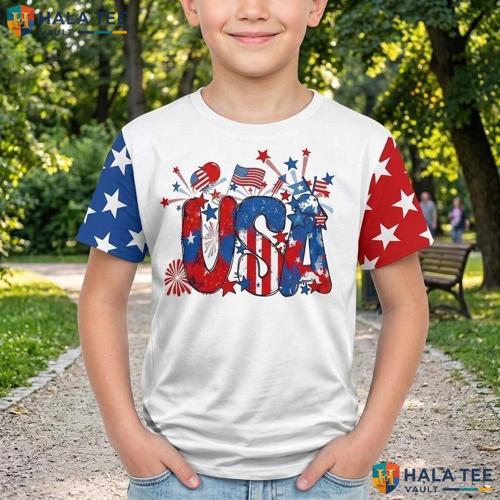 White Independence Day 3D T-Shirt USA Flag Fourth Of July Costume