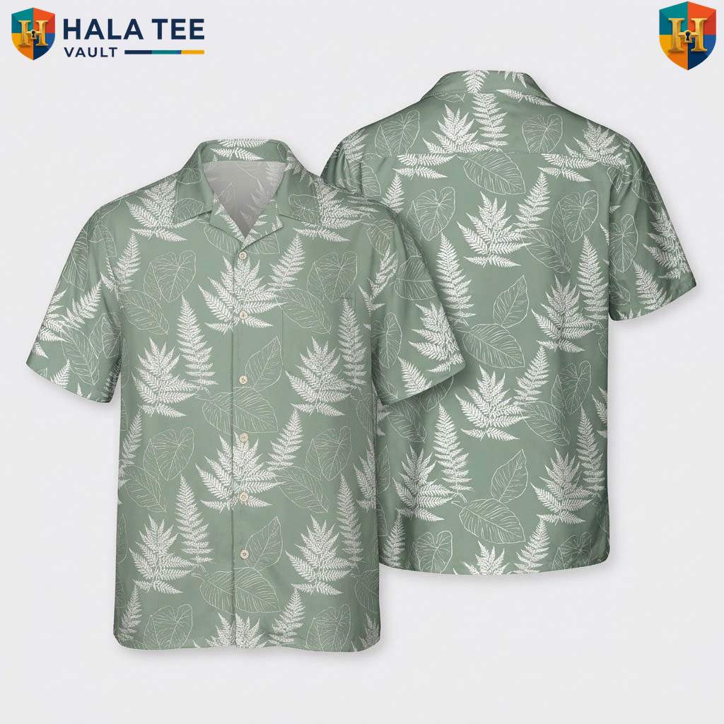 White Leaf Green Aloha T-Shirt Mens Tropical Casual Summer Beachwear Top