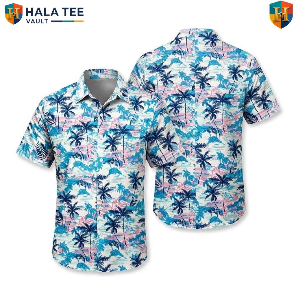 White Palm Tree Aloha Shirt Mens Tropical Casual Summer Beach Resort Wear