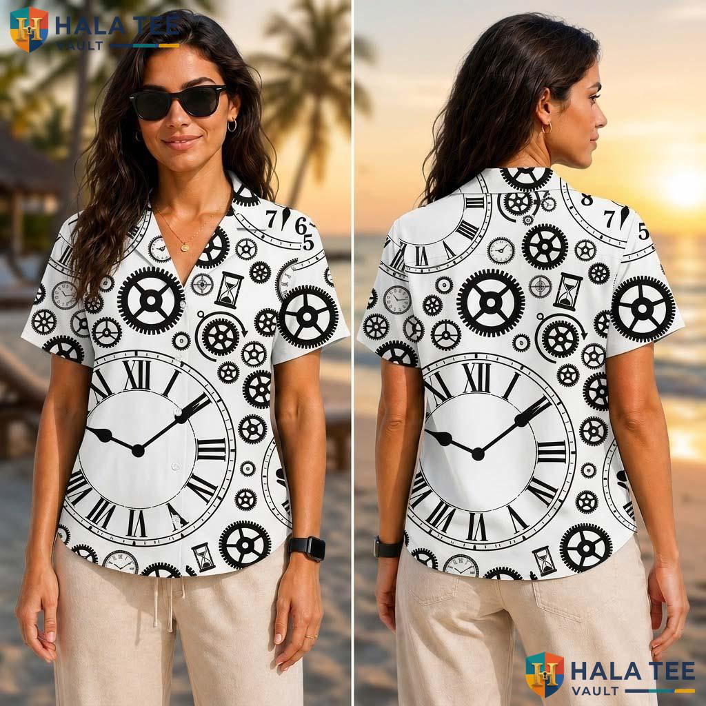 White Retro Funny Tropical Shirt Mens Crazy Graphic Vacation Apparel