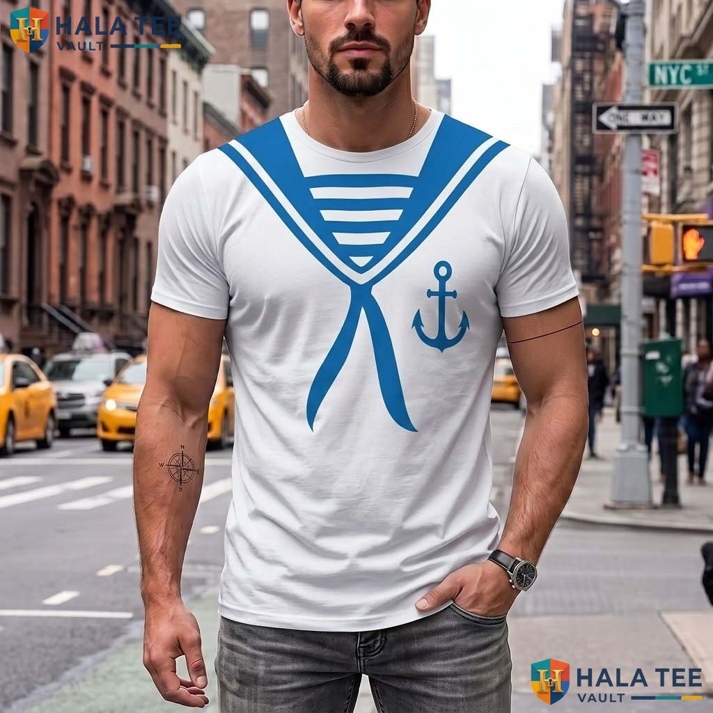 White Sailor Costume 3D Printed T-Shirt Mens Funny Navy Captain Halloween Apparel