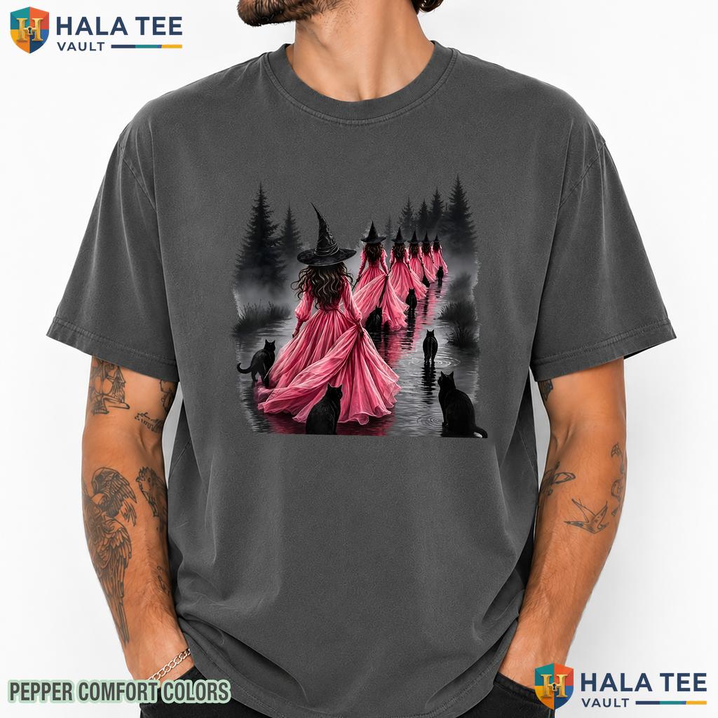 Witch Wear Pink Black Cat Comfort Colors T-Shirt Spooky Season Outfit