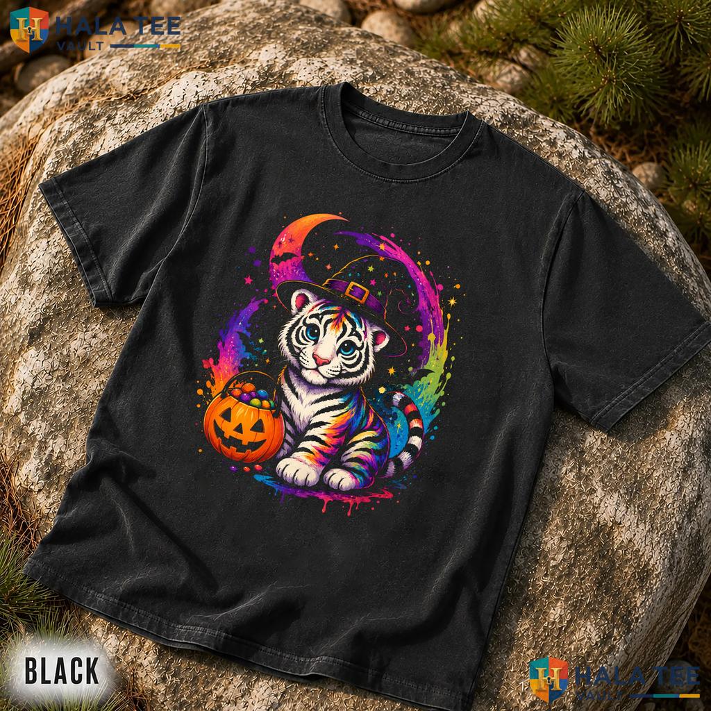 Witchy Tiger Retro 90s Comfort Colors T Shirt Spooky Season Graphic Apparel