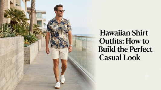 Casual Hawaiian shirt outfit men with chino shorts and clean sneakers