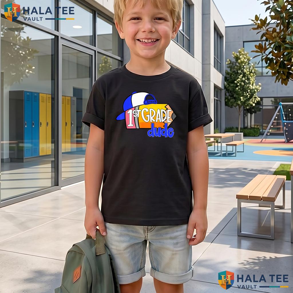 1st Grade Dude Pencil Shirt Boys First Day Of School Graphic Apparel Adult