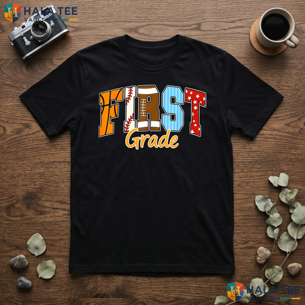 1st Grade Sports School Shirt Boy Football Baseball Basketball Apparel
