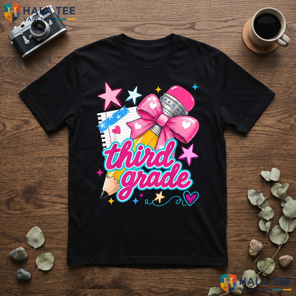 3rd Grade Coquette Bow Shirt Pencil First Day Of School Girls Apparel