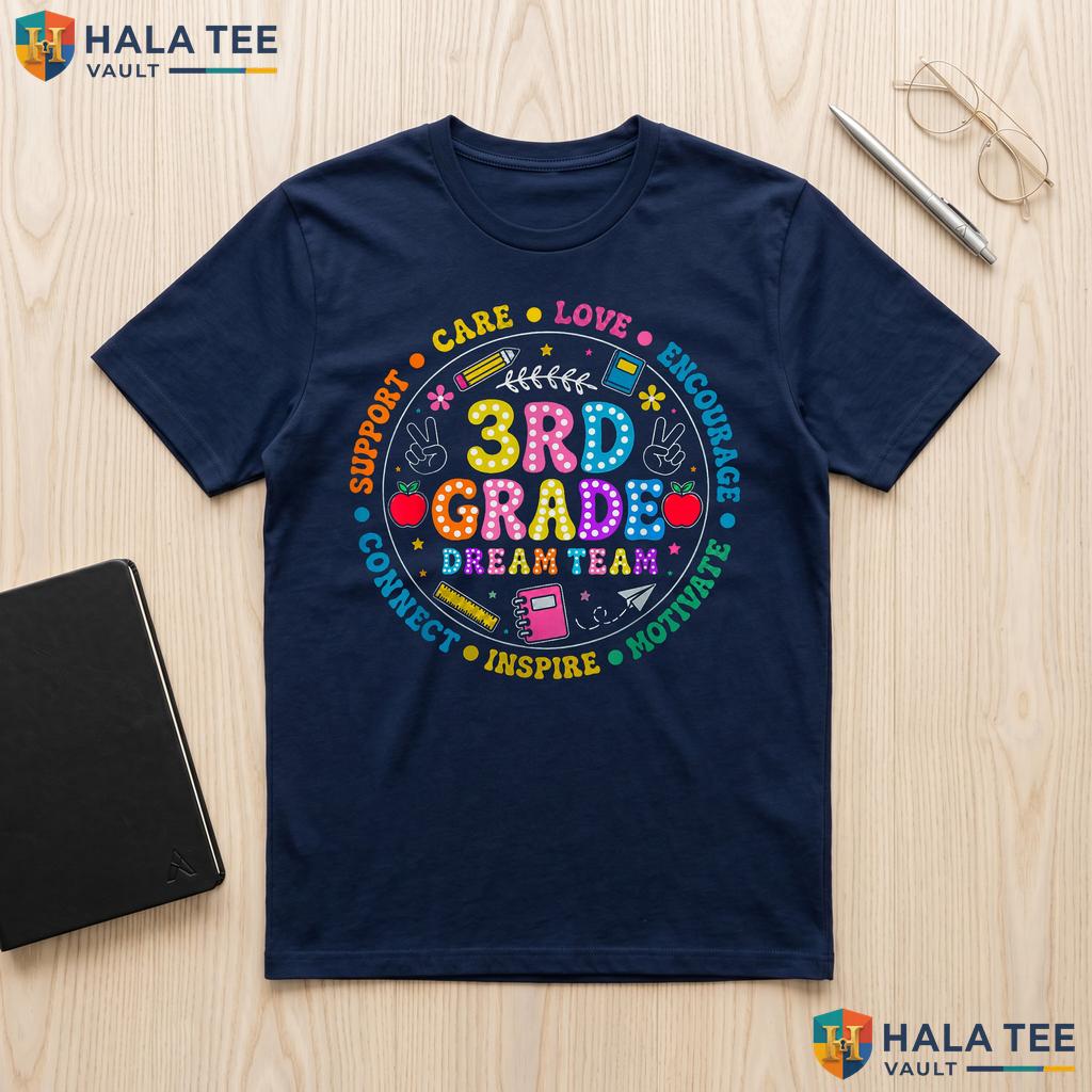 3rd Grade Dream Team School Shirt Teacher Kids First Day Graphic Top Adult