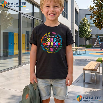 3rd Grade Dream Team School Shirt Teacher Kids First Day Graphic Top Adult