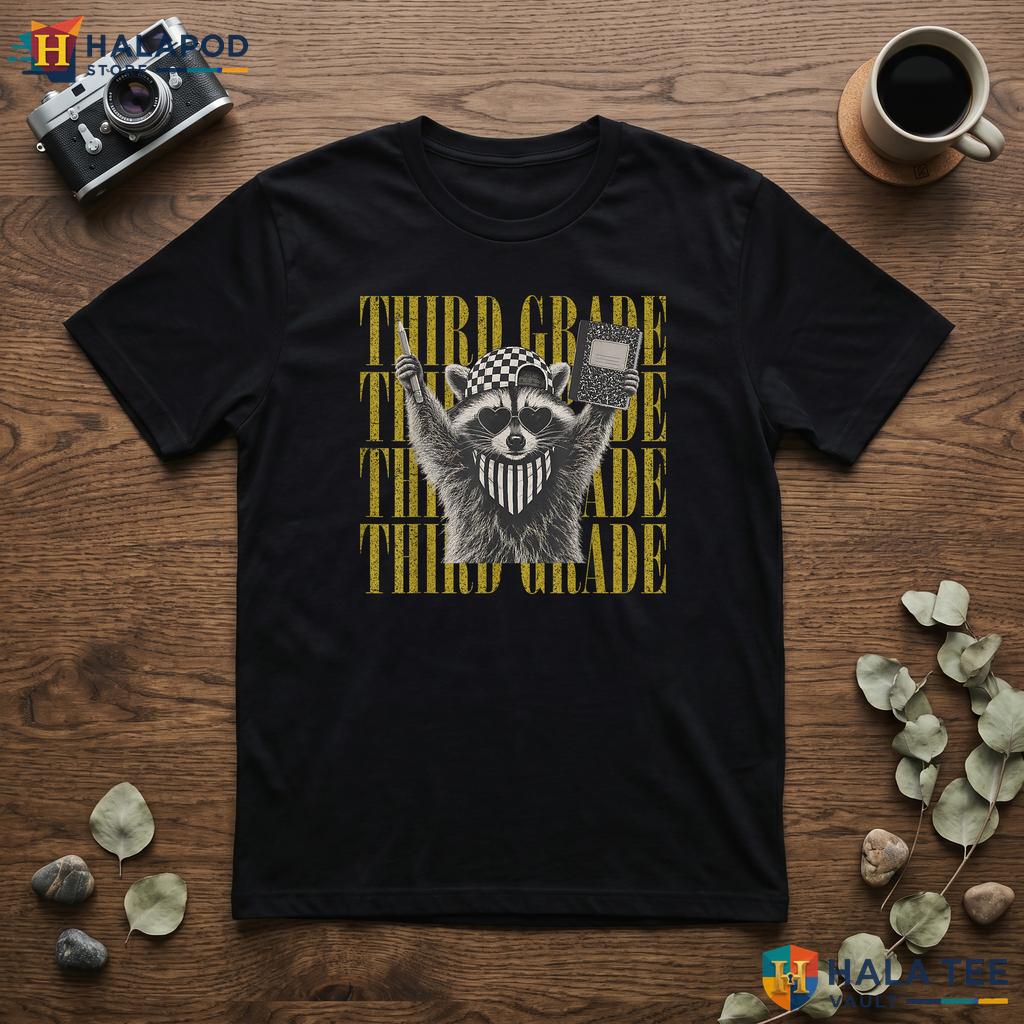 3rd Grade Feral Raccoon Shirt Teachers Boys Kids Back To School Apparel