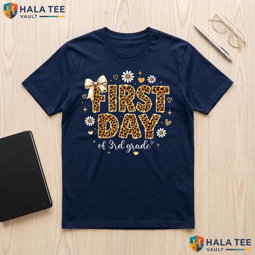 3rd Grade Teacher Leopard Shirt First Day Back To School Women Apparel Adult