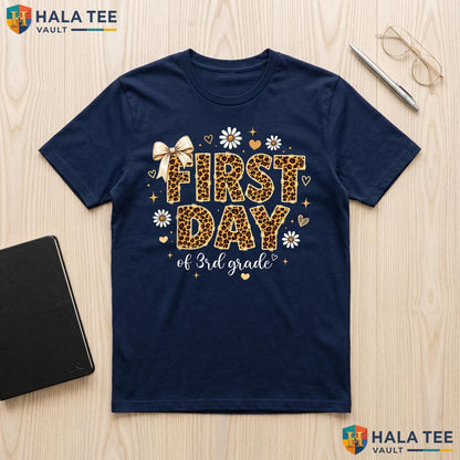 3rd Grade Teacher Leopard Shirt First Day Back To School Women Apparel Adult