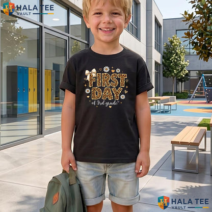 3rd Grade Teacher Leopard Shirt First Day Back To School Women Apparel Adult