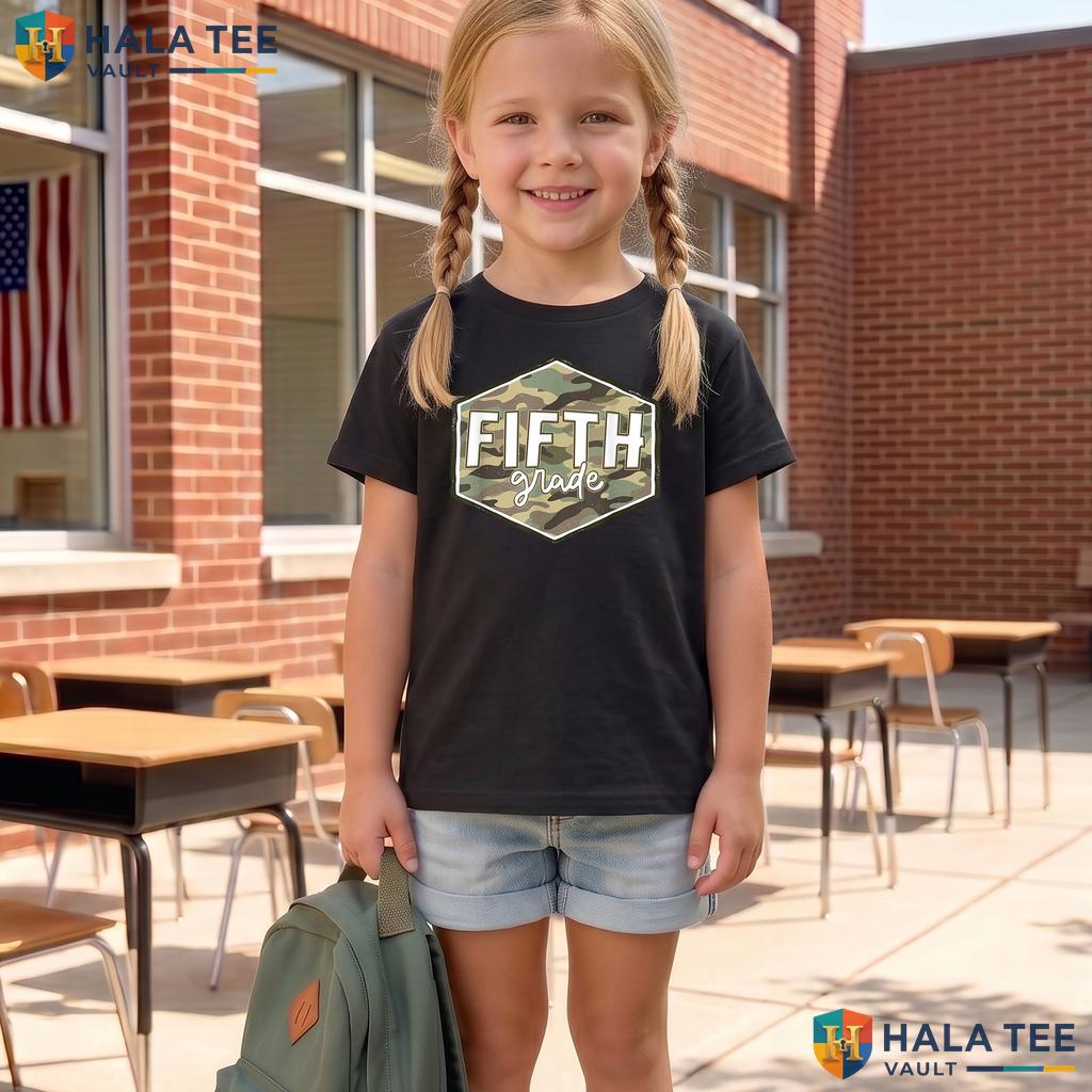 5th Grade Camo First Day Shirt Back To School Fifth Grade Boys Top Adult