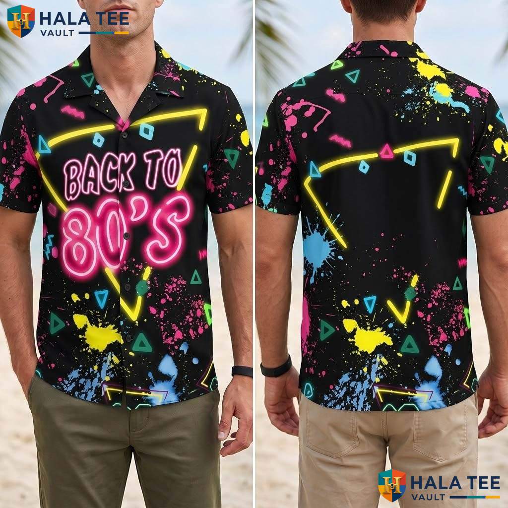 80s Retro Tropical Shirt Mens Novelty Button Down Vacation Party Outfit