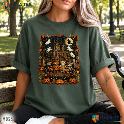 90s Bears Halloween Comfort Colors T Shirt Trick Or Treat Pumpkin Lover Top Vintage Washed Tee