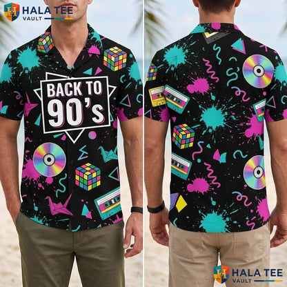 90s Vintage Pattern Aloha T-Shirt Mens Novelty Summer Party Beach Outfit
