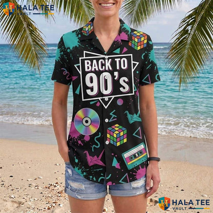 90s Vintage Pattern Aloha TShirt Mens Novelty Summer Party Beach Outfit