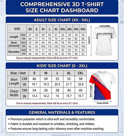 Size Chart 3D T-Shirt