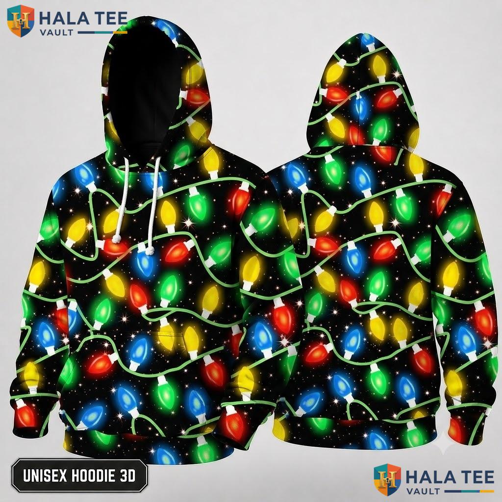 A2 Black Fleece Lights Boys Vibrant Xmas 3D Hoodie Holiday Top