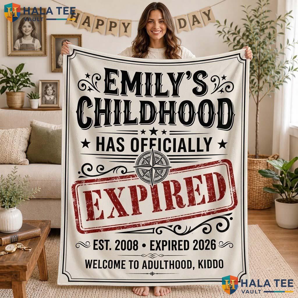 Adulthood Expired Halloween Blanket Funny Custom Name Milestone Gift