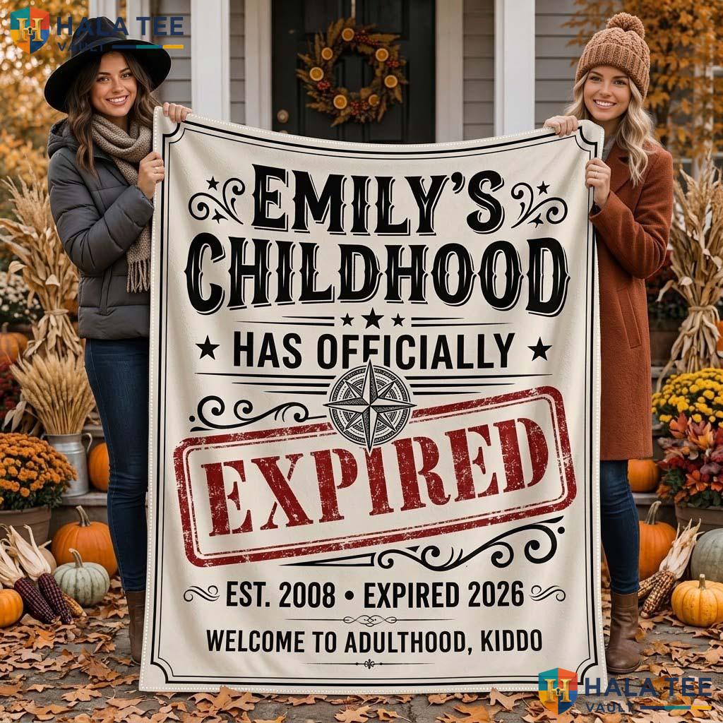 Adulthood Expired Halloween Blanket Funny Custom Name Milestone Gift