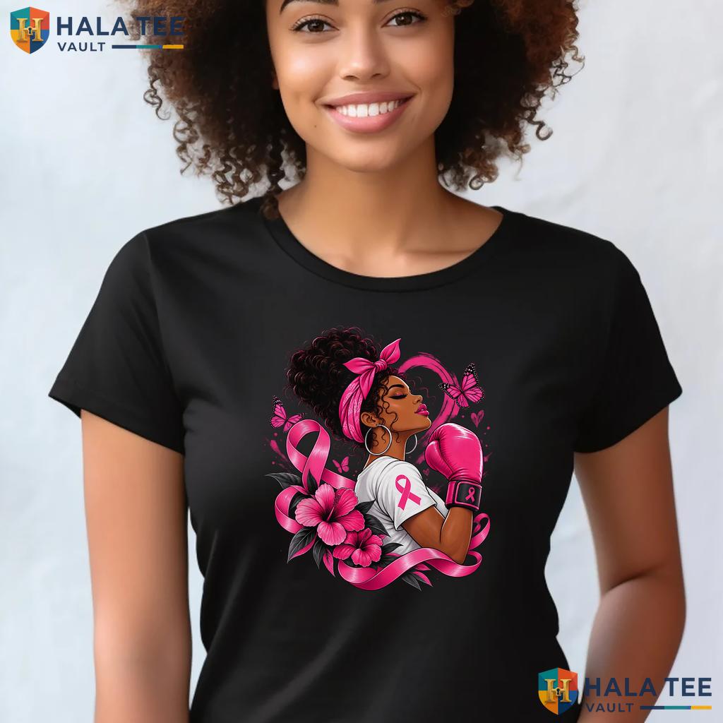 African American Breast Cancer Shirt Pink Ribbon Fight Black Women Top