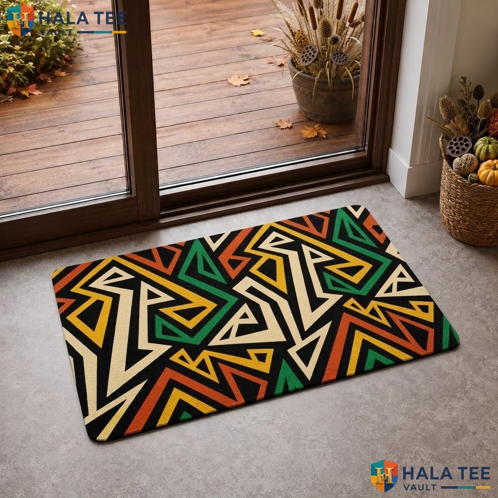 African Geometric Halloween Doormat Funny Skulls Spider Web Front Porch Rug