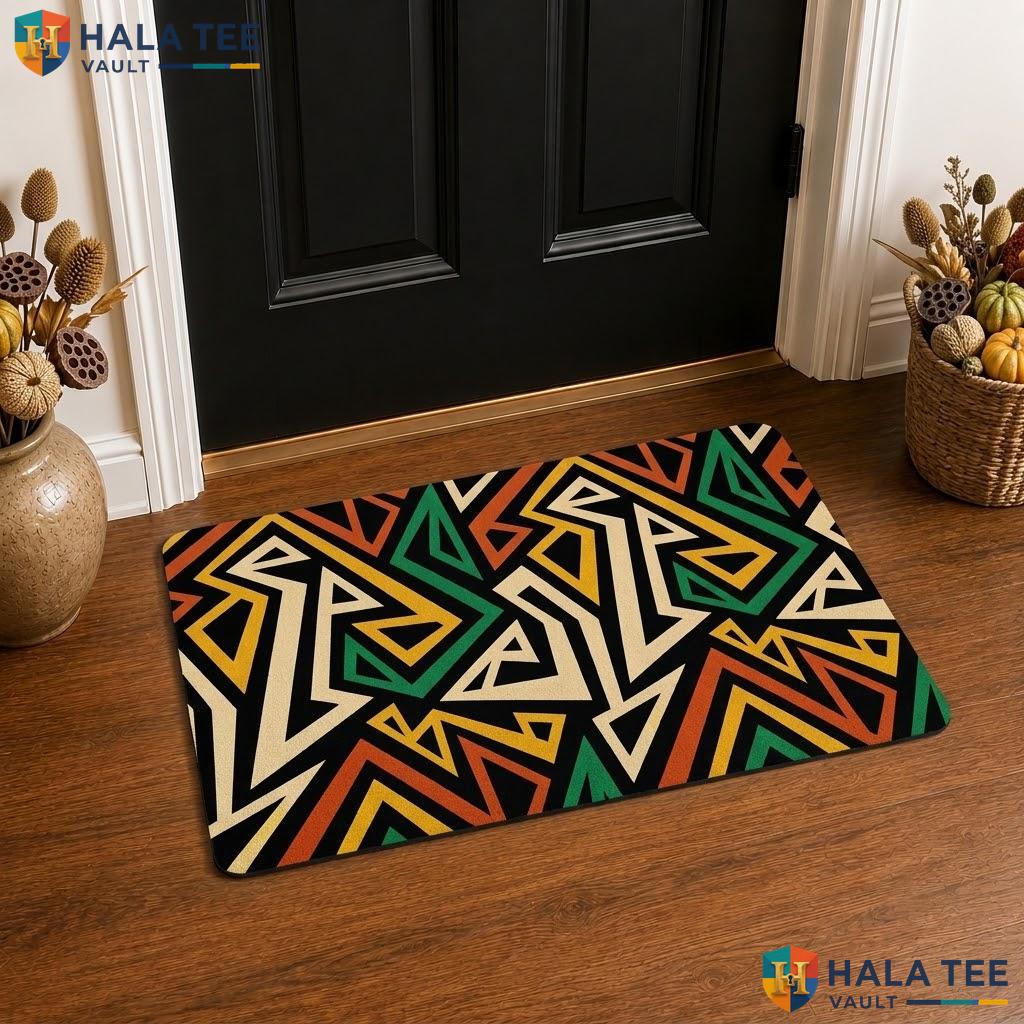 African Geometric Halloween Front door mat Funny Skulls Spider Web Front Porch Rug