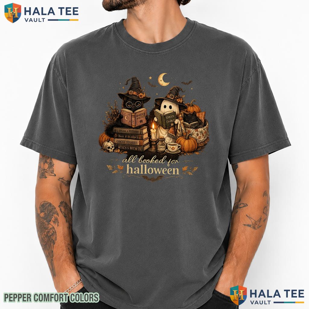 All Booked For Halloween Comfort Colors T Shirt Spooky Book Lover Graphic Heavyweight Cotton T-Shirt