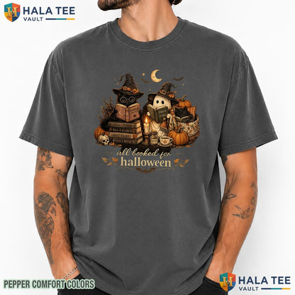 All Booked For Halloween Comfort Colors T Shirt Spooky Book Lover Graphic Heavyweight Cotton T-Shirt