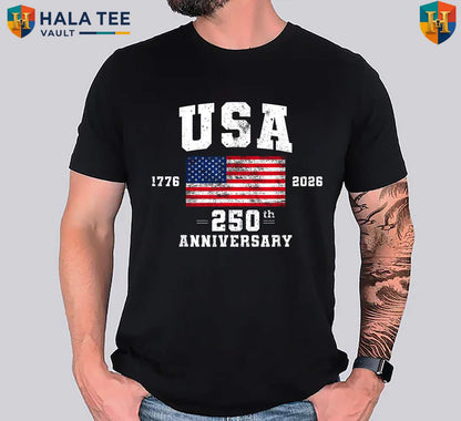 America US Flag 250th T-Shirt 2026 Patriotic Fourth Of July Gifts Apparel