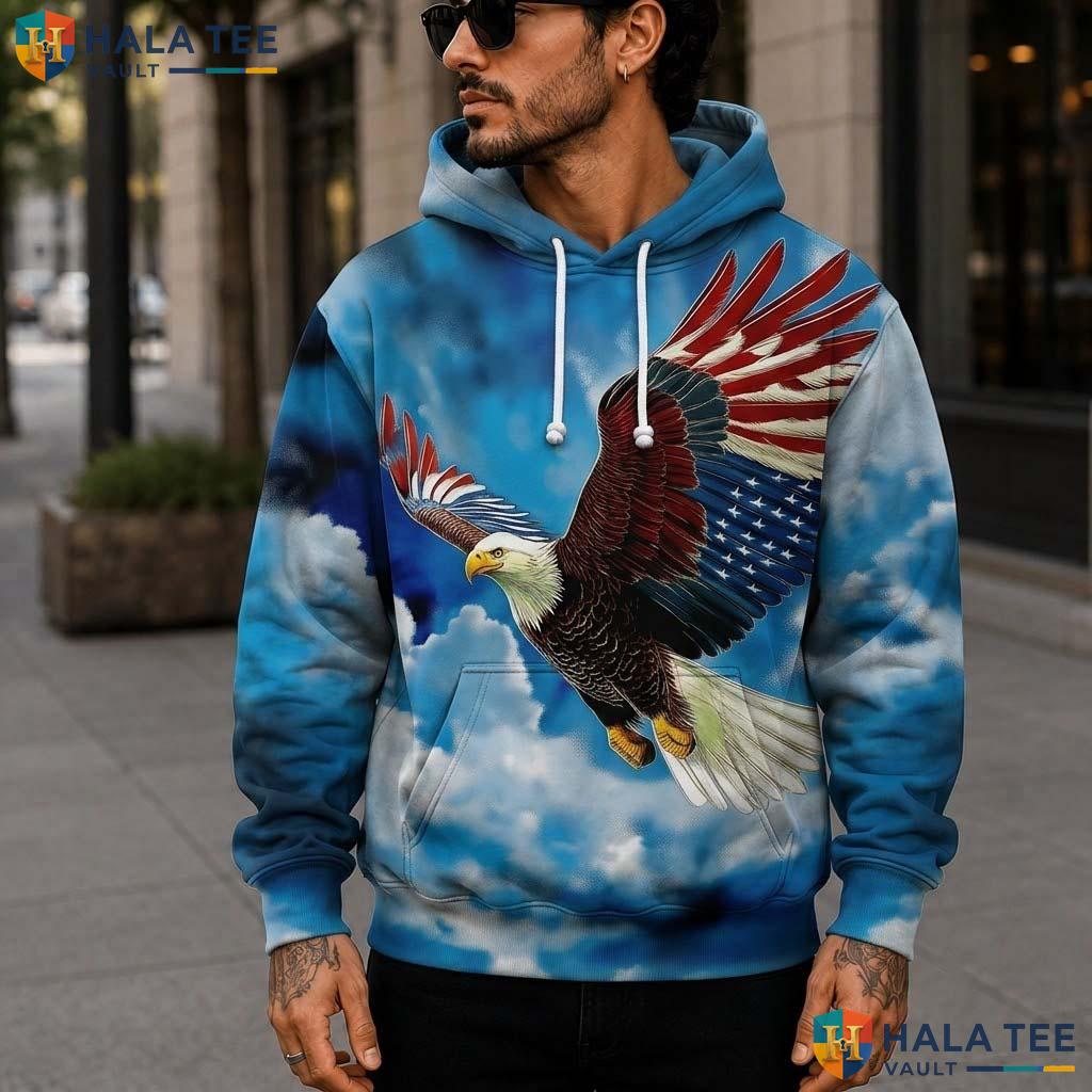 American Flag Eagle Hoodie Men Women 3D Graphic Skull Novelty Pullover 3D Printed Hoodie