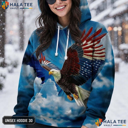 American Flag Eagle Hoodie Men Women 3D Graphic Skull Novelty Pullover AOP Hoodie